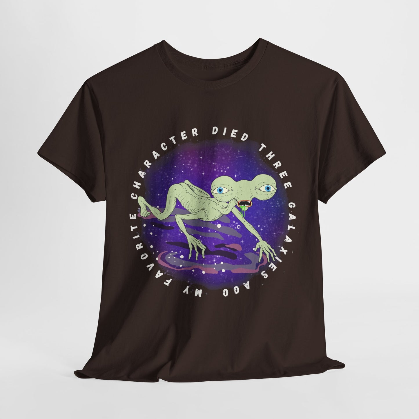 Teen/Adult Unisex “My Favorite Character Died Three Galaxies Ago” Tee – Sci-Fi Grief Club Attire