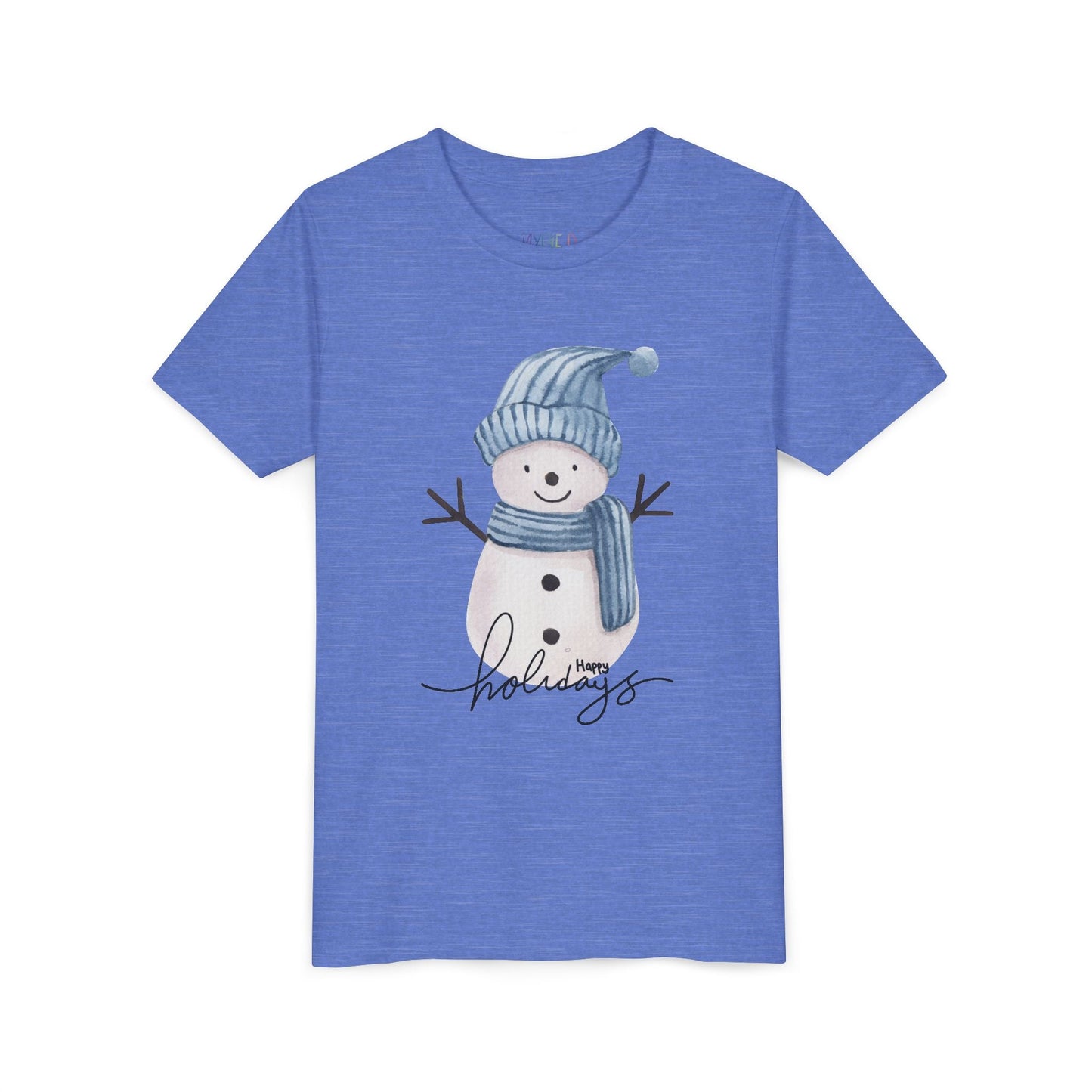 Youth Happy Holidays T-Shirt â€“ Cute Snowman Design Printify