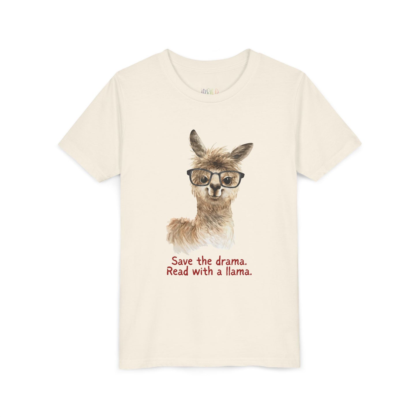 Youth Save the Drama, Read with a Llama T-Shirt – Funny Animal Book Lover Tee