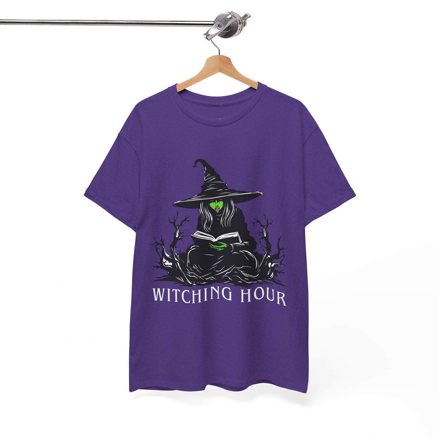 Teen/Adult Unisex Witching Hour T-Shirt Spooky Reading Witch Graphic