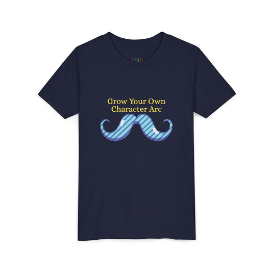 Youth Grow Your Own Character Arc Tee – Funny Gift for Young Bookworms & Budding Writers, A little wisdom... with a twisty mustache!