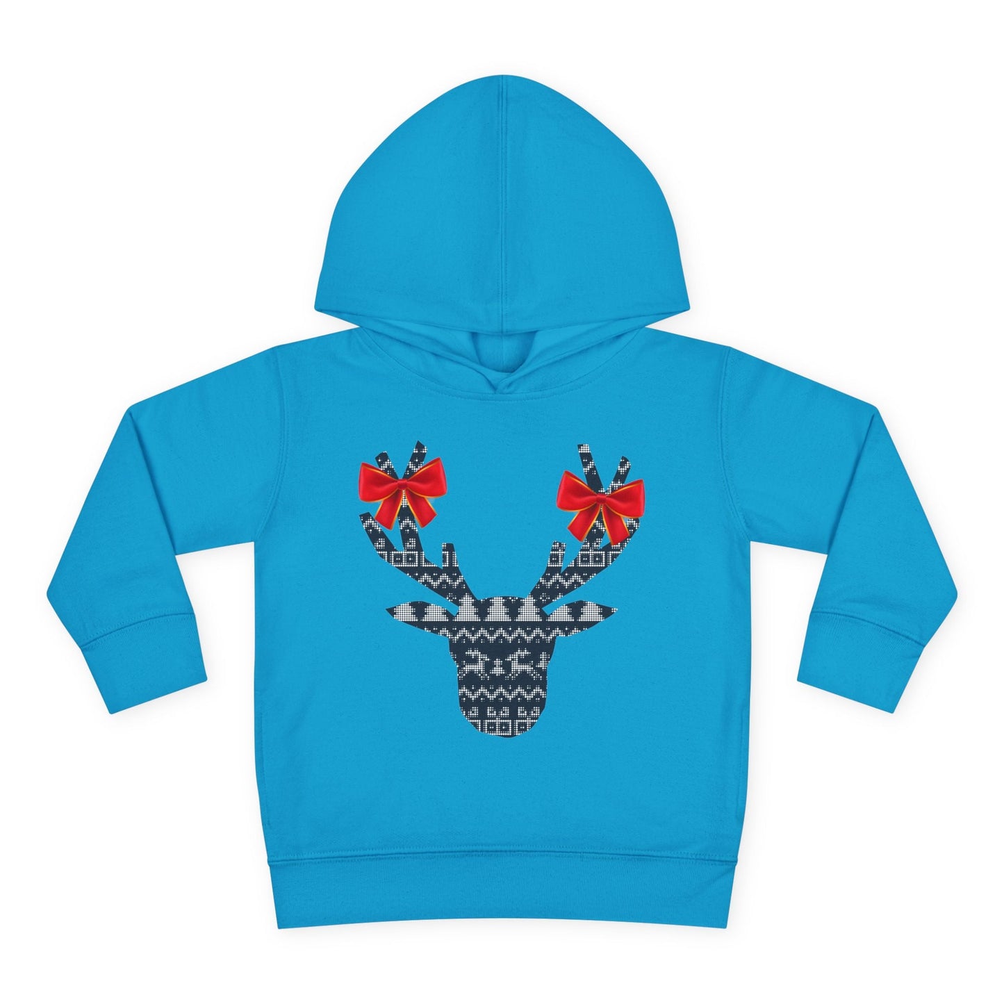 Toddler Reindeer Silhouette Hoodie â€“ Festive Bows & Winter Knit Design Printify