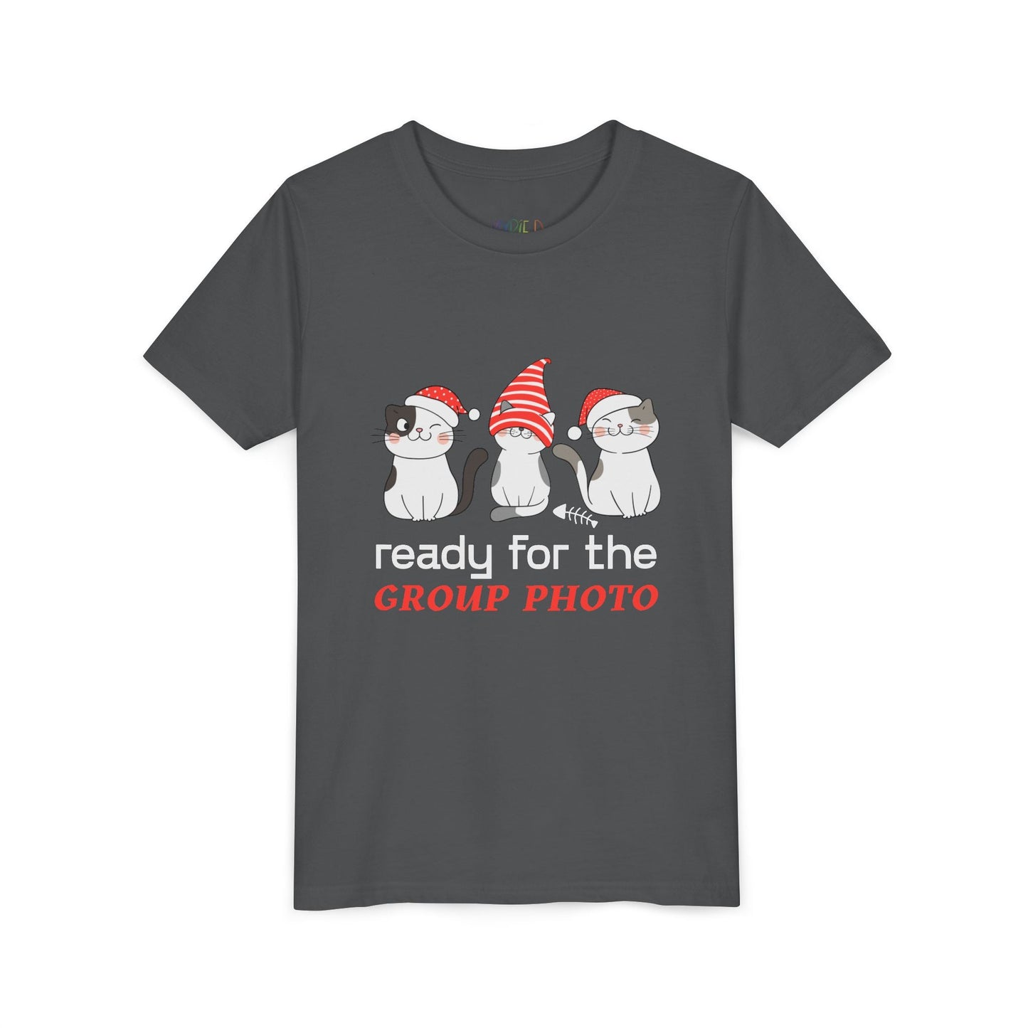 Youth Ready for the Group Photo T-Shirt â€“ Holiday Cats Design Printify