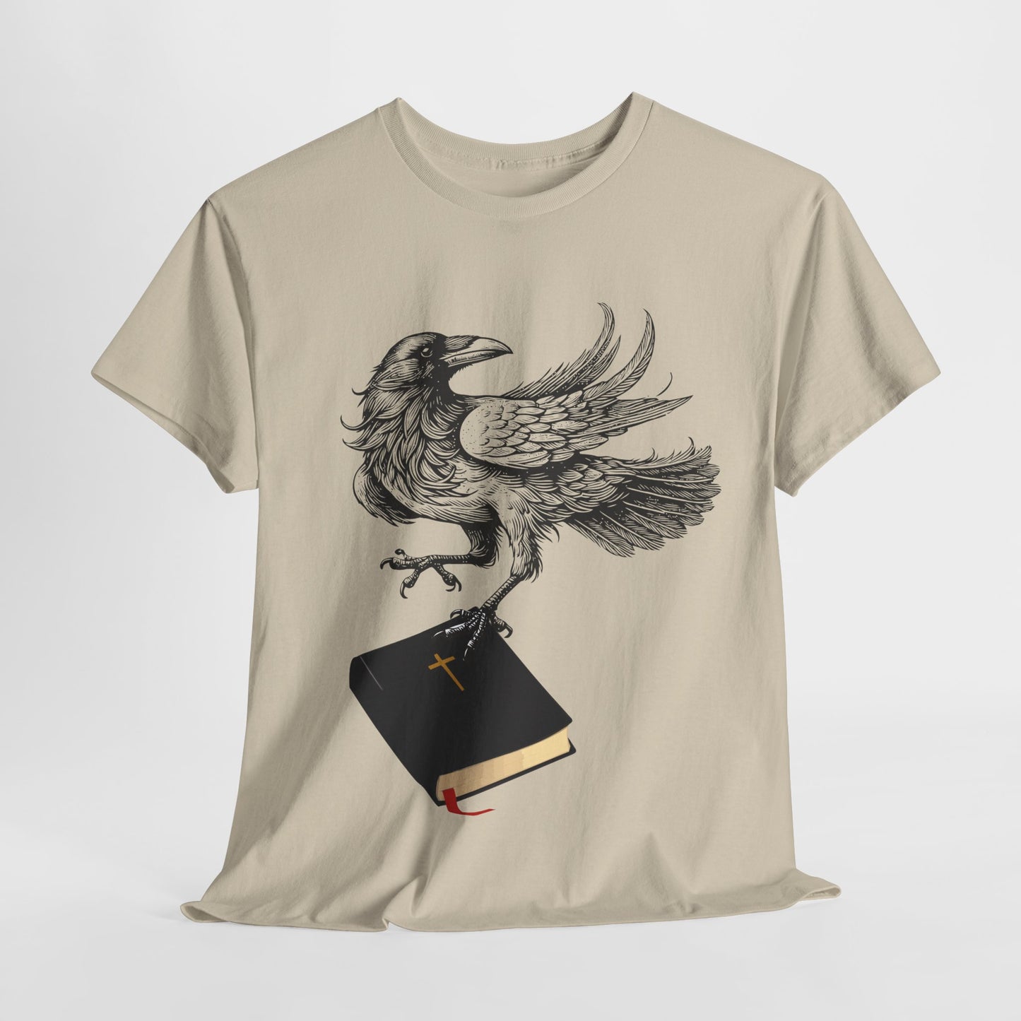 Teen/Adult Unisex Raven Carrying Book T-Shirt – Gothic Horror Reader Graphic Tee