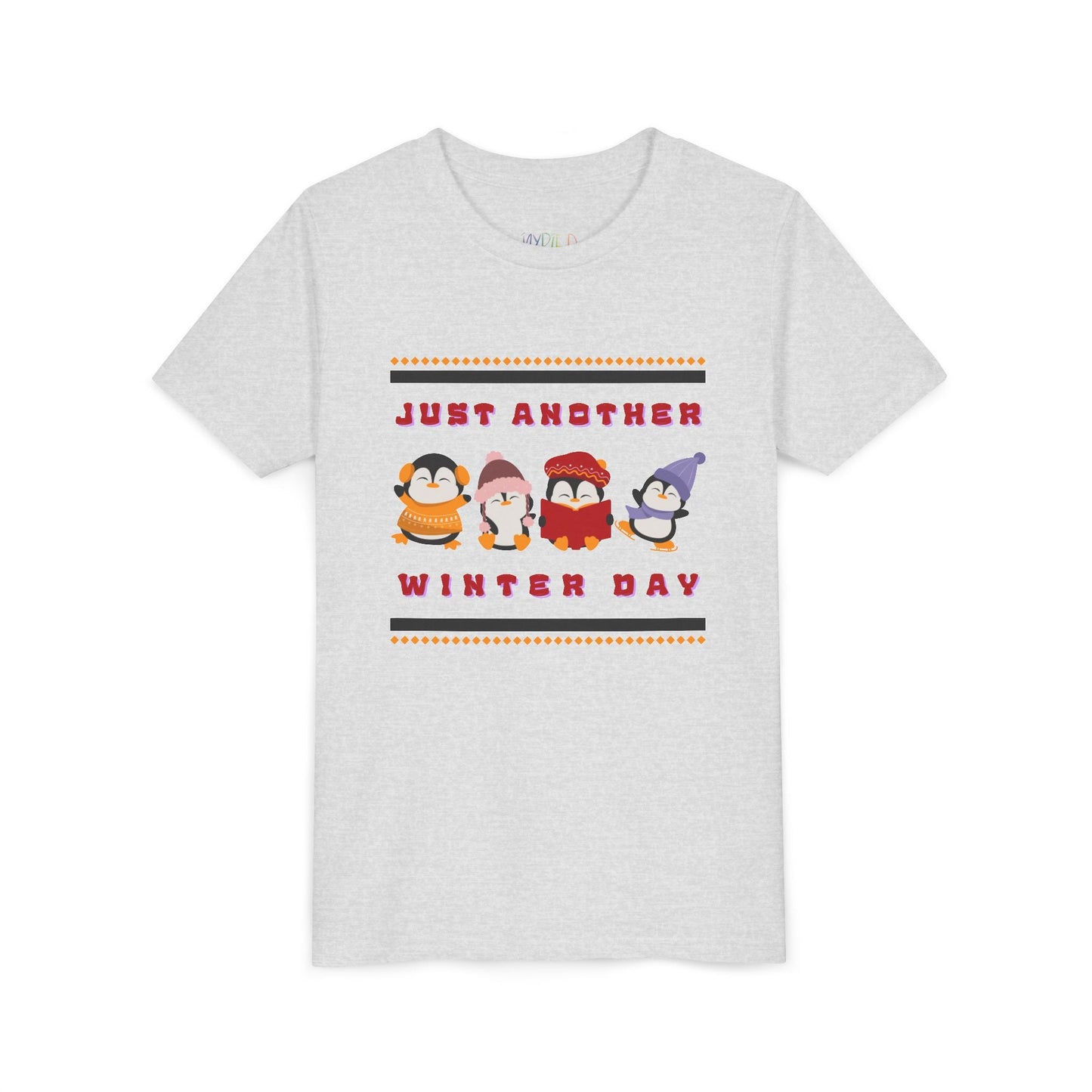 Youth Just Another Winter Day T-Shirt â€“ Cute Penguin Friends Design Printify