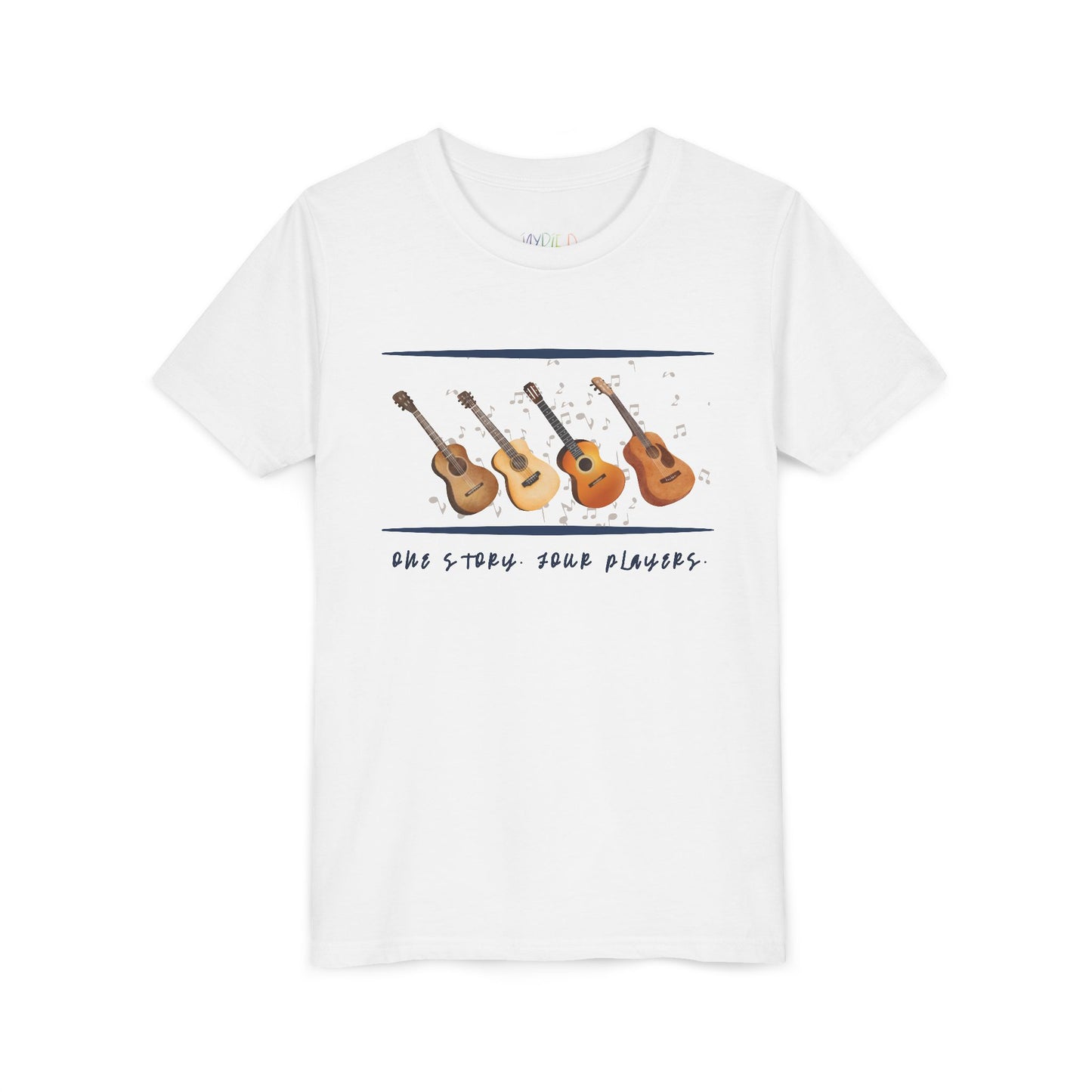 Youth One Story. Four Players. Tee – Guitar Ensemble Shirt for Collaborative Creatives (Words Edition)