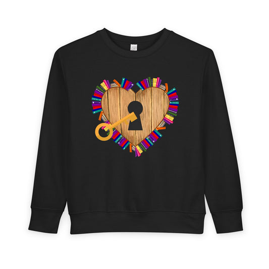 Toddler Book Heart Sweatshirt – Reading is the Key to the Heart Crewneck