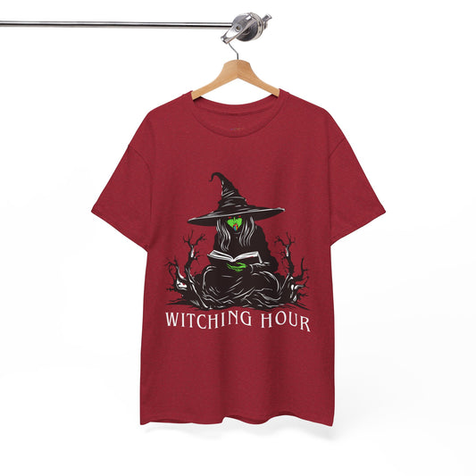 Teen/Adult Unisex Witching Hour T-Shirt Spooky Reading Witch Graphic