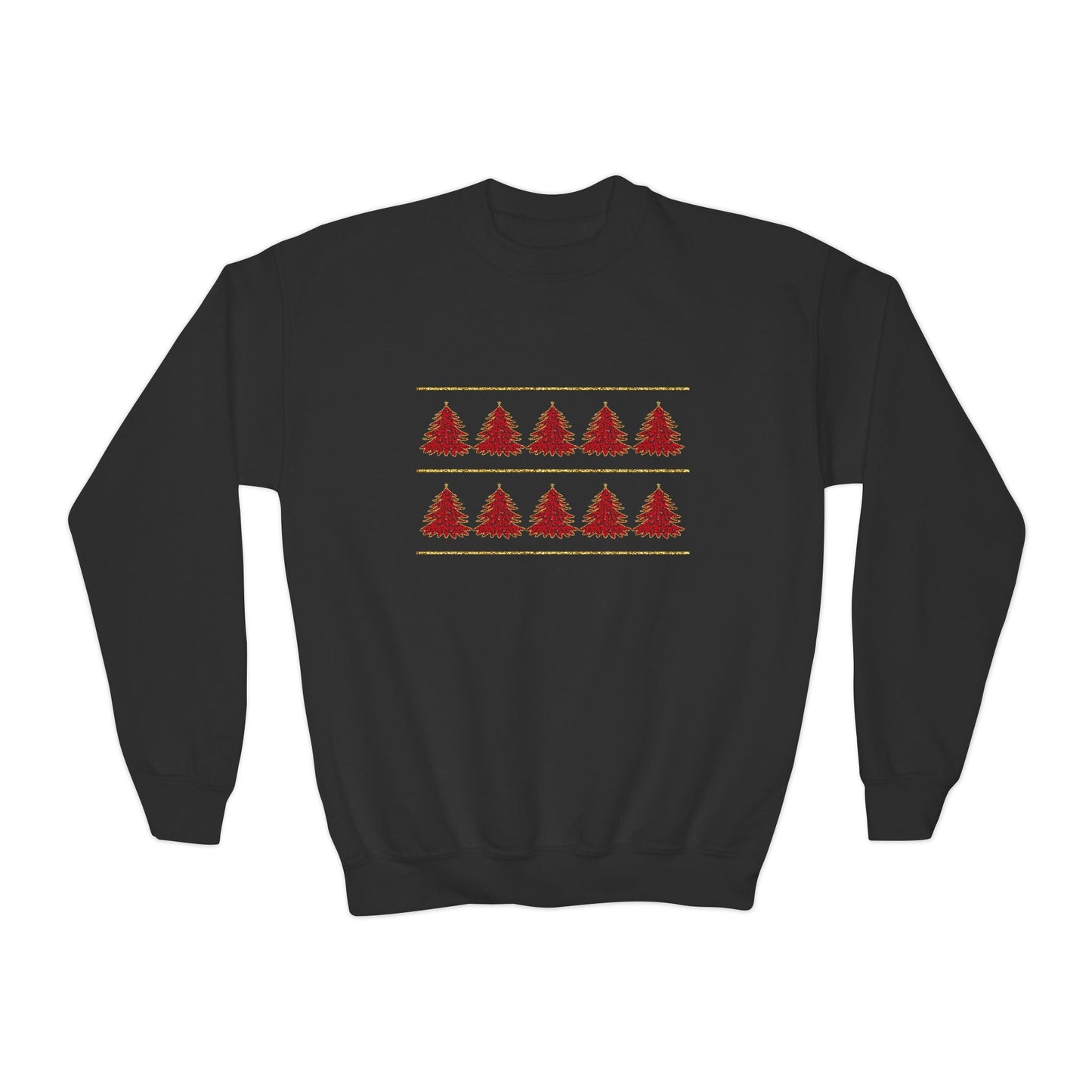 Youth Festive Red Tree Rows Sweatshirt Printify