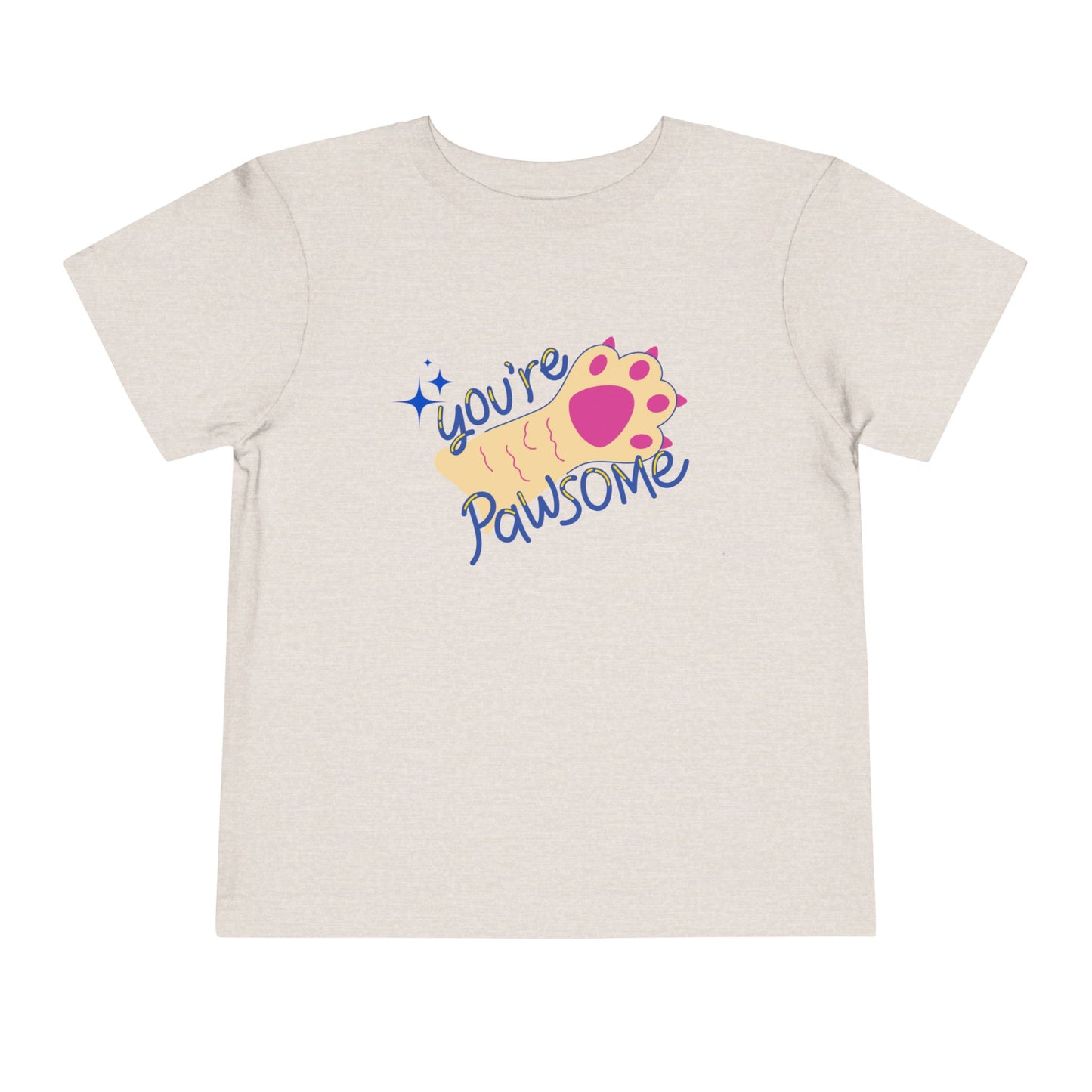 Tan t-shirt with 'you're pawsome' text and paw print design