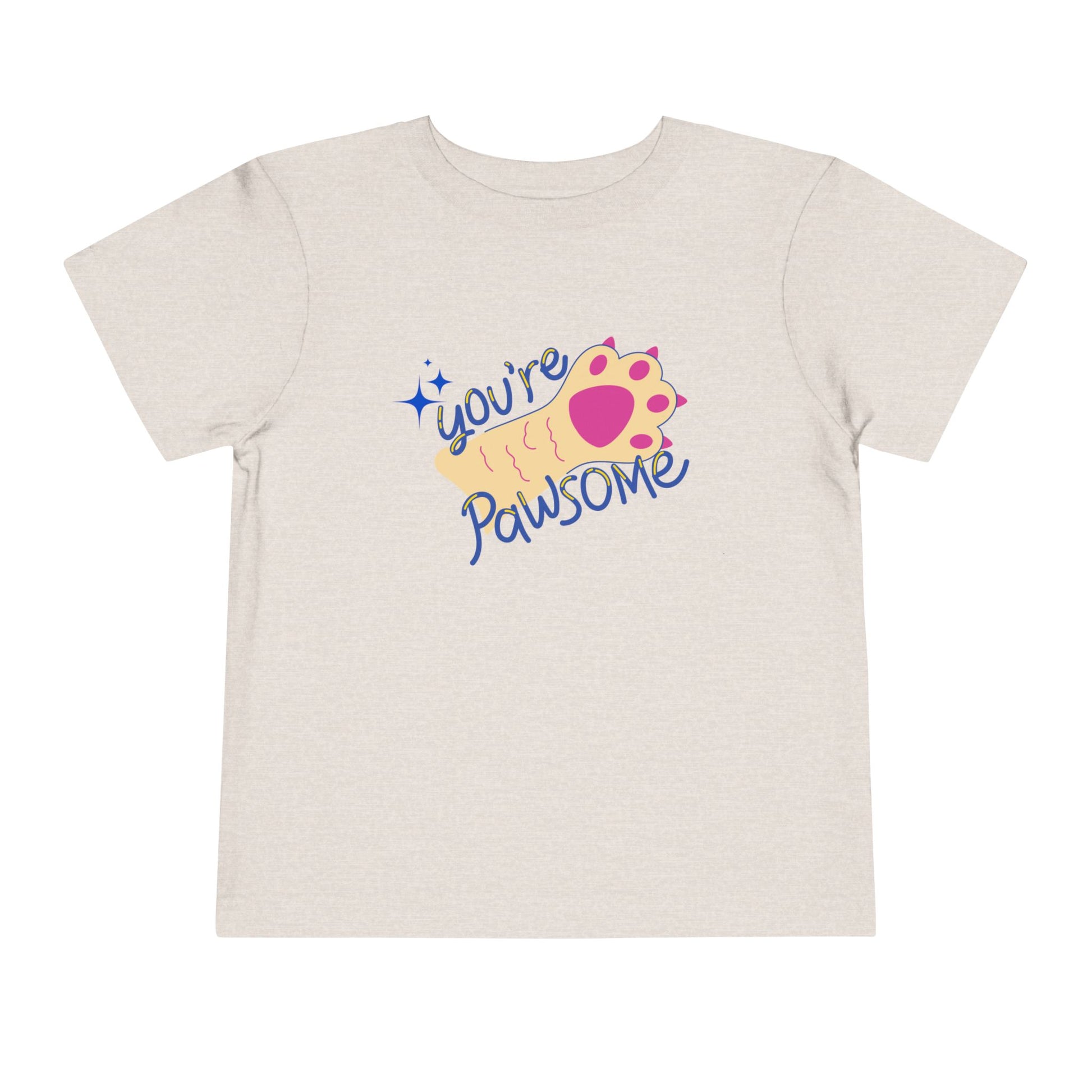 Tan t-shirt with 'you're pawsome' text and paw print design
