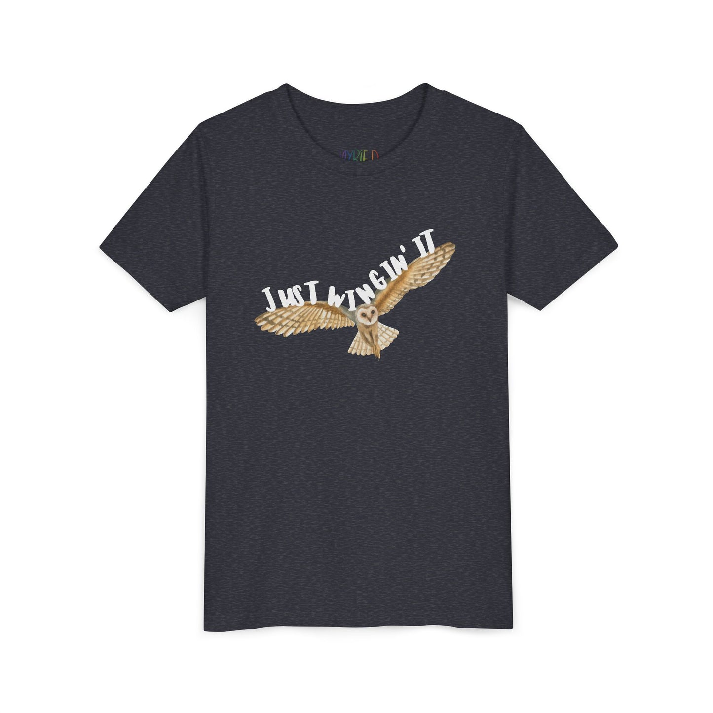 Youth Just Wingin’ It T-Shirt – Funny Owl Shirt for Free-Spirited Kids Who Go With the Flow