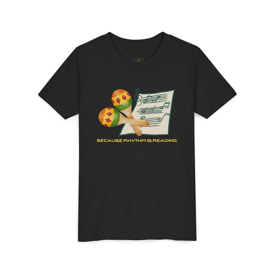 Youth Because Rhythm Is Reading Tee – Maracas Shirt for Kids Who Read Music Like a Book