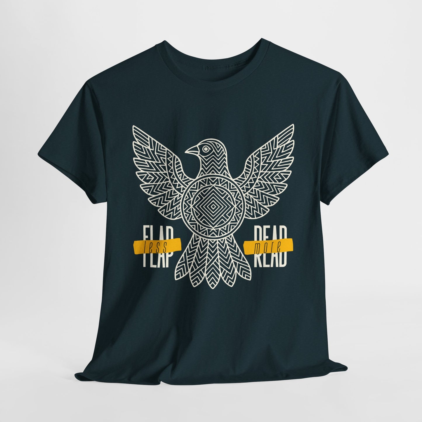 Teen/Adult Unisex – Flap Less Read More Tee – Geometric Bird Book Shirt