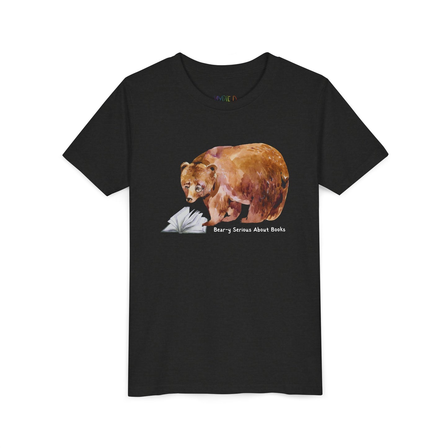 Youth Bear-y Serious About Books Tee – Funny Bear Shirt for Book-Loving Kids
