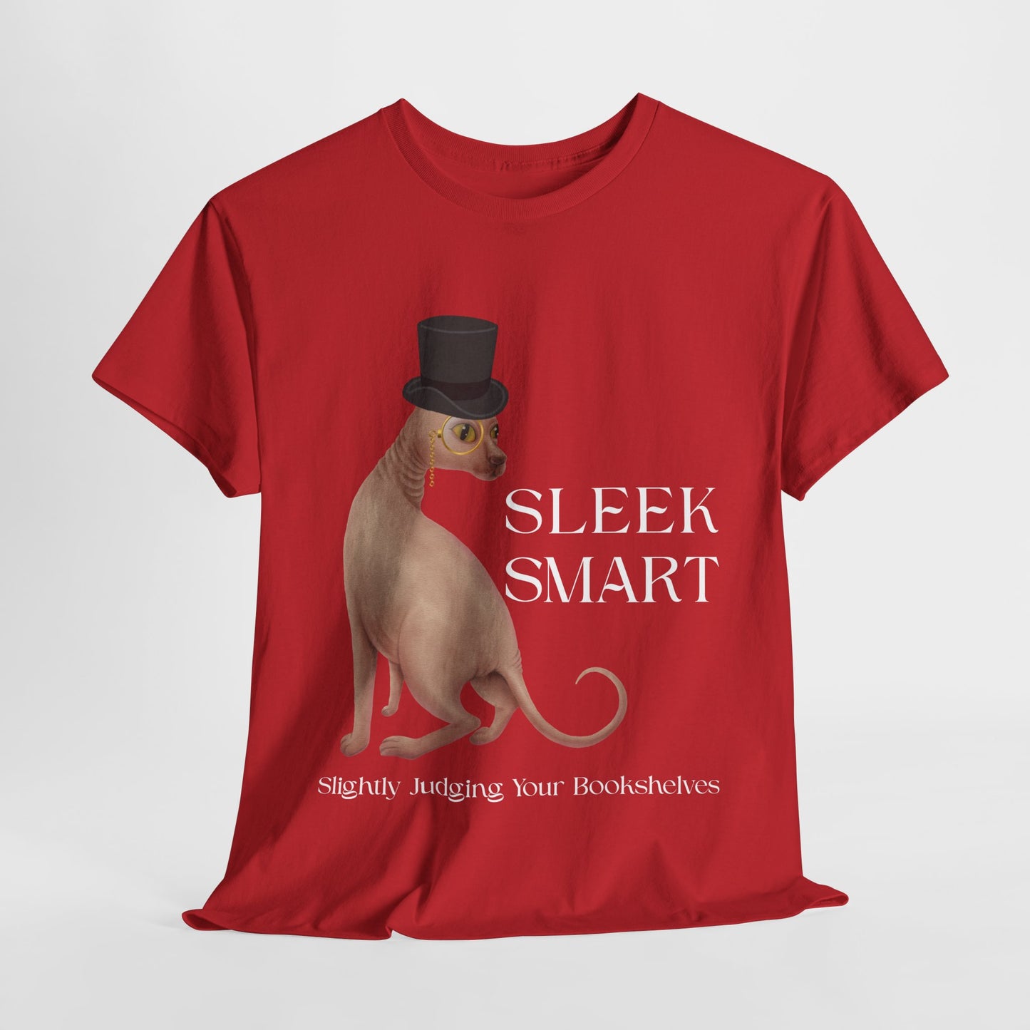 Teen/Adult Unisex Sleek Smart Tee – For Bookish Minds with Feline Taste