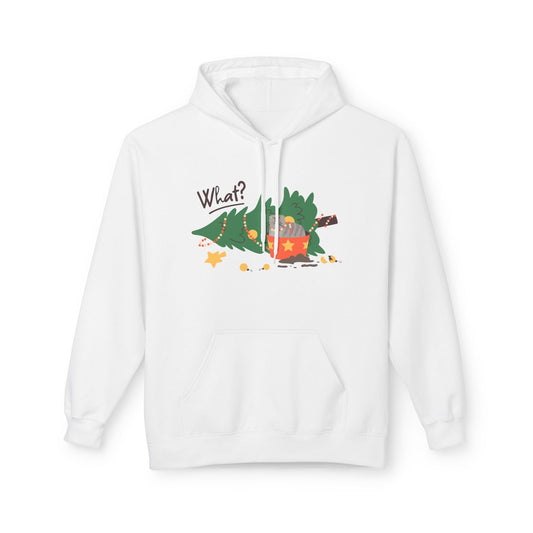 Teen/Adult Unisex What? Hoodie â€“ Funny Cat Christmas Design Printify