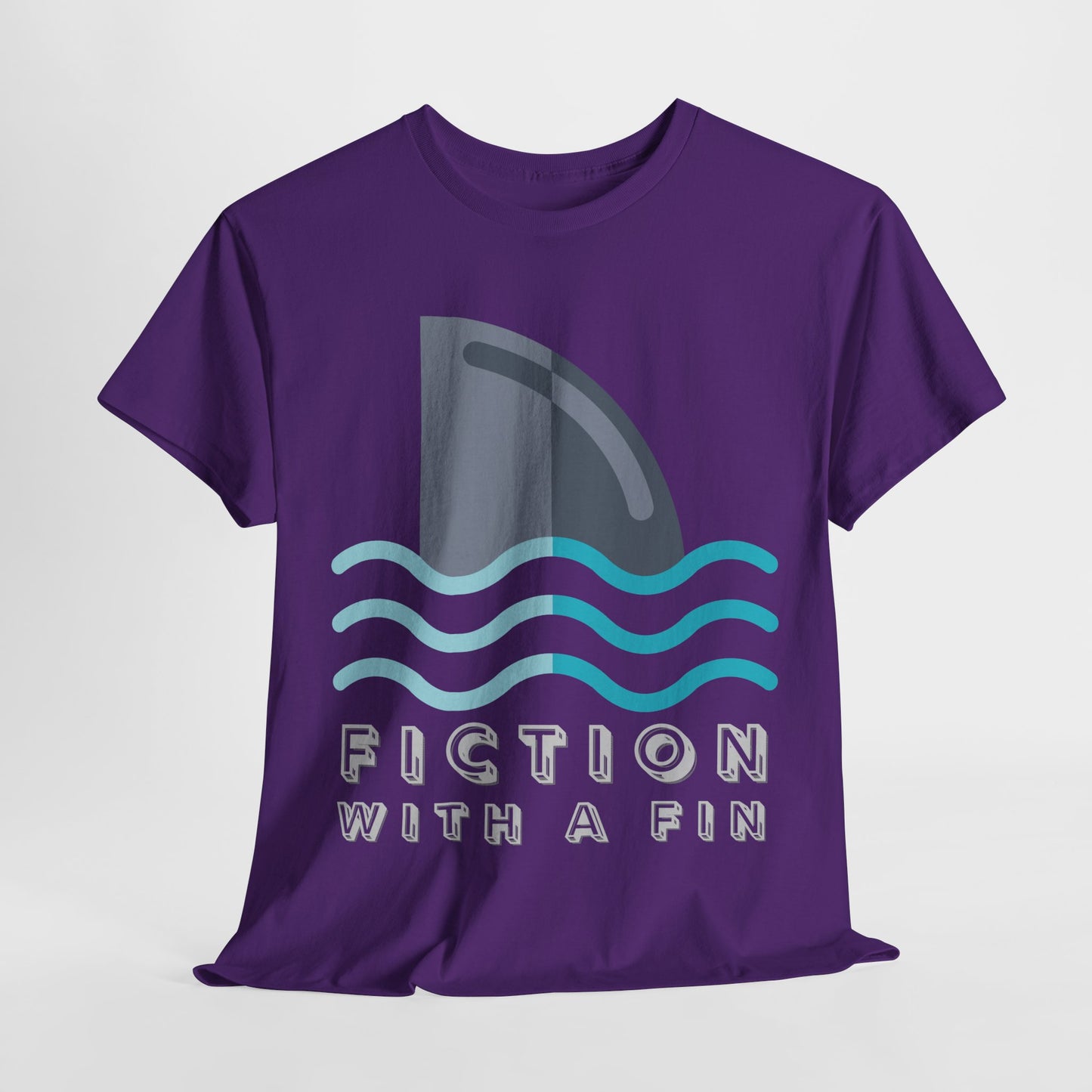 Teen/Adult Unisex Fiction With a Fin Tee – Shark-Themed Reading Shirt for Ocean-Loving Bookworms