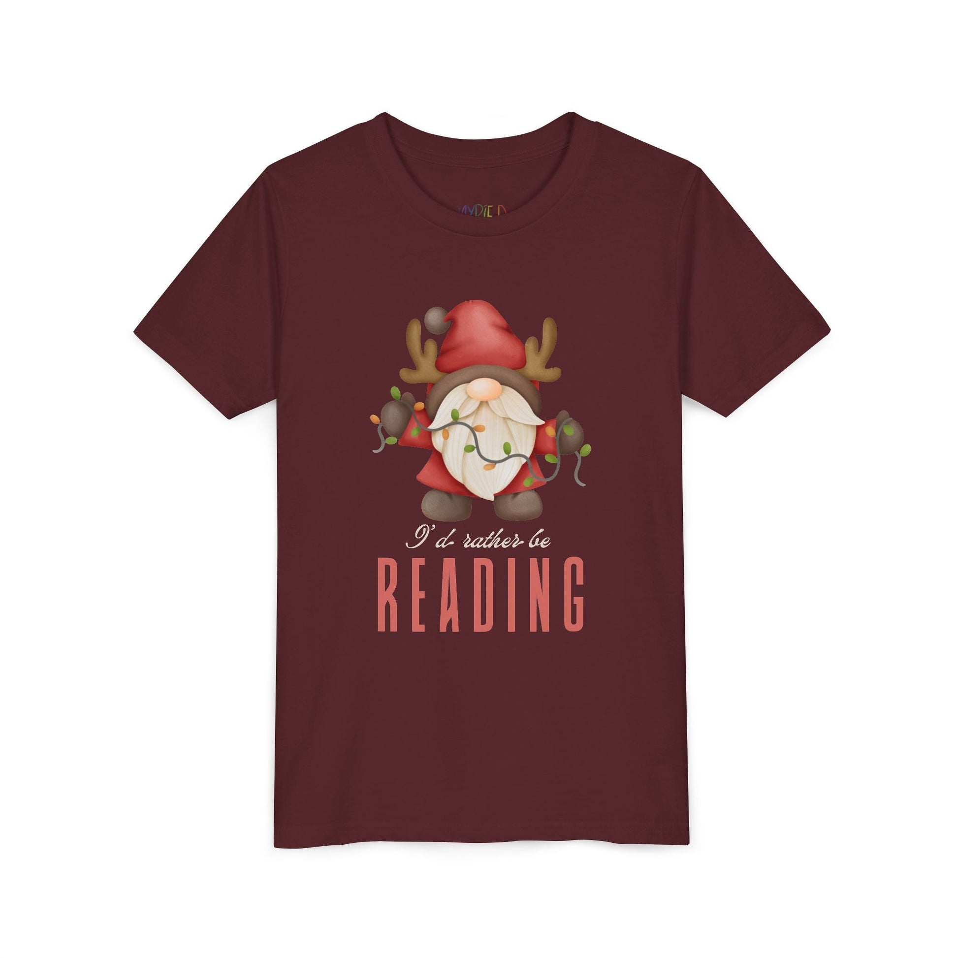 Youth Iâ€™d Rather Be Reading T-Shirt â€“ Holiday Gnome Design Printify