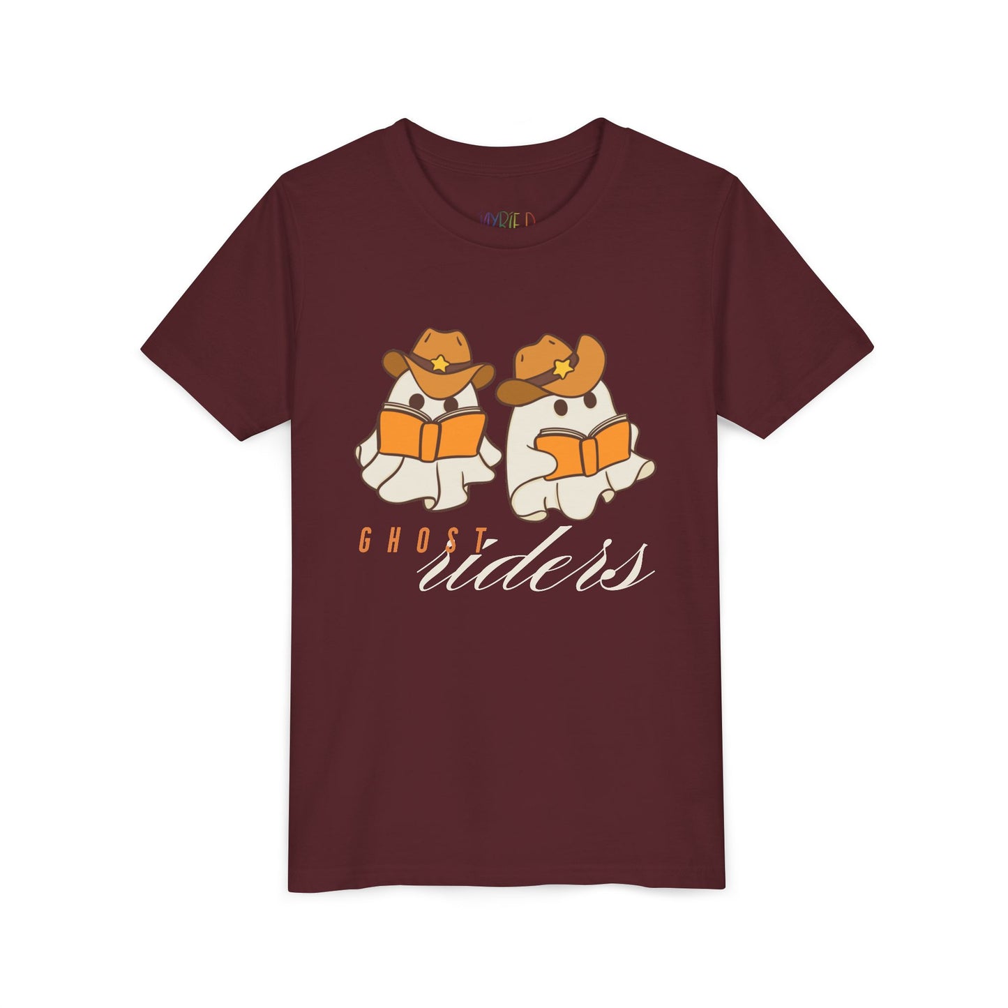 Youth Ghost Riders Halloween T-Shirt – Cute Book-Loving Ghosts Design