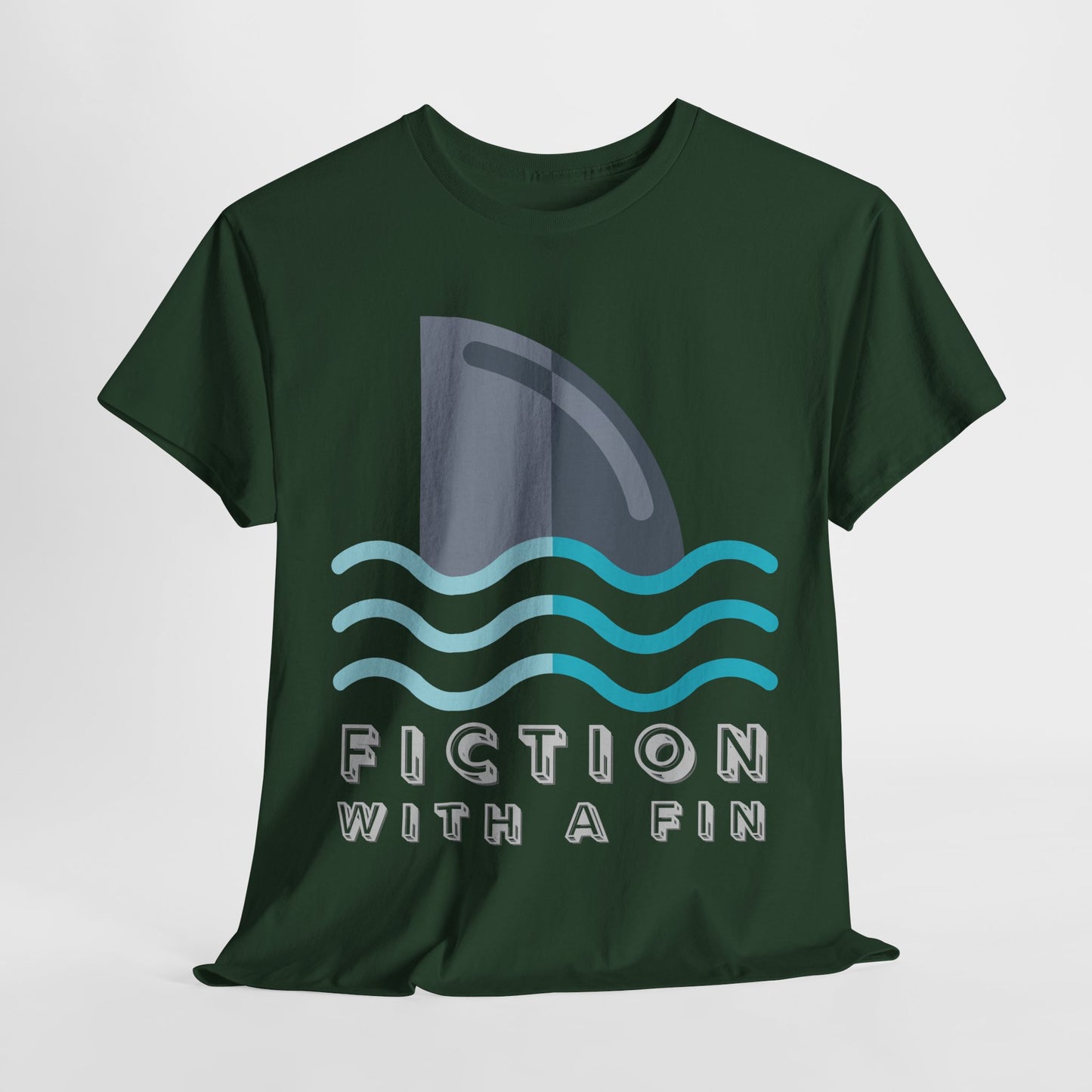 Teen/Adult Unisex Fiction With a Fin Tee – Shark-Themed Reading Shirt for Ocean-Loving Bookworms