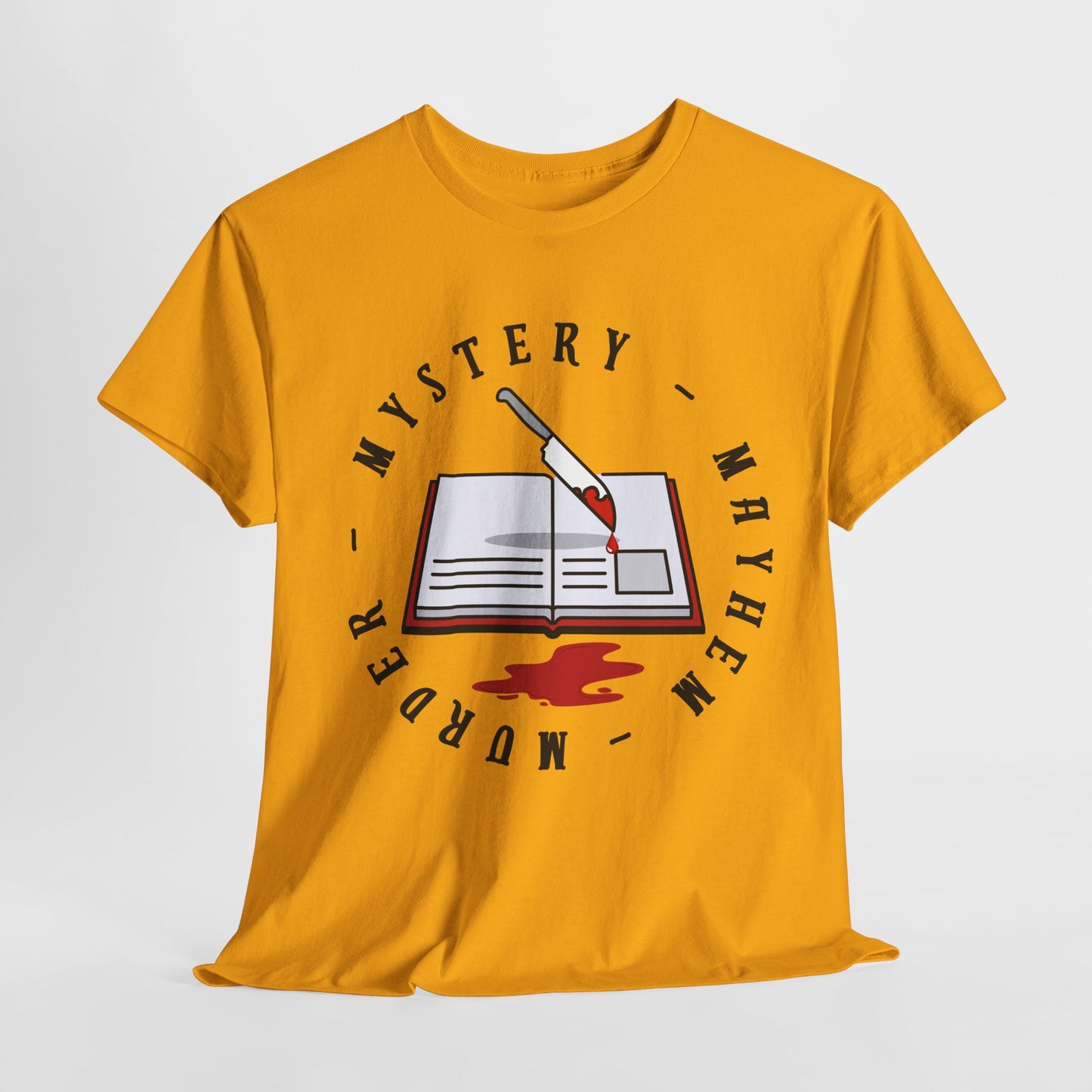 Teen/Adult Unisex Mystery Mayhem Murder T-Shirt – Crime Thriller Reader Tee