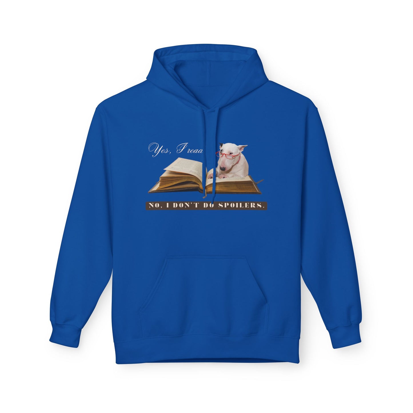 Teen/Adult Unisex No Spoilers Hoodie – Funny Dog Reading Design
