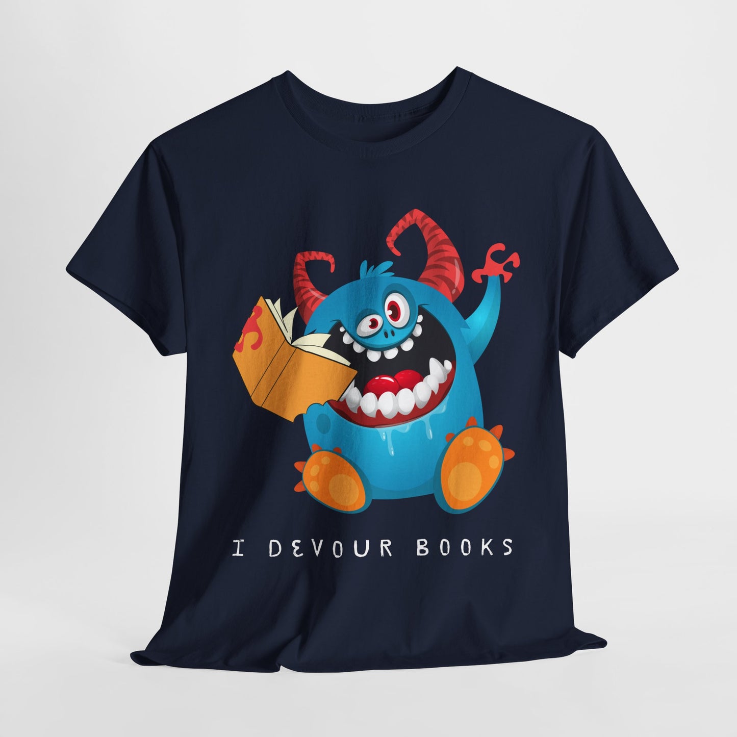 Teen/Adult Unisex “I Devour Books” Tee – Funny Gift for Voracious Readers & Lit Lovers