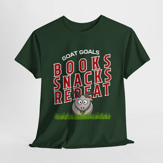 Teen/Adult Unisex – Goat Goals Books Snacks Repeat Tee