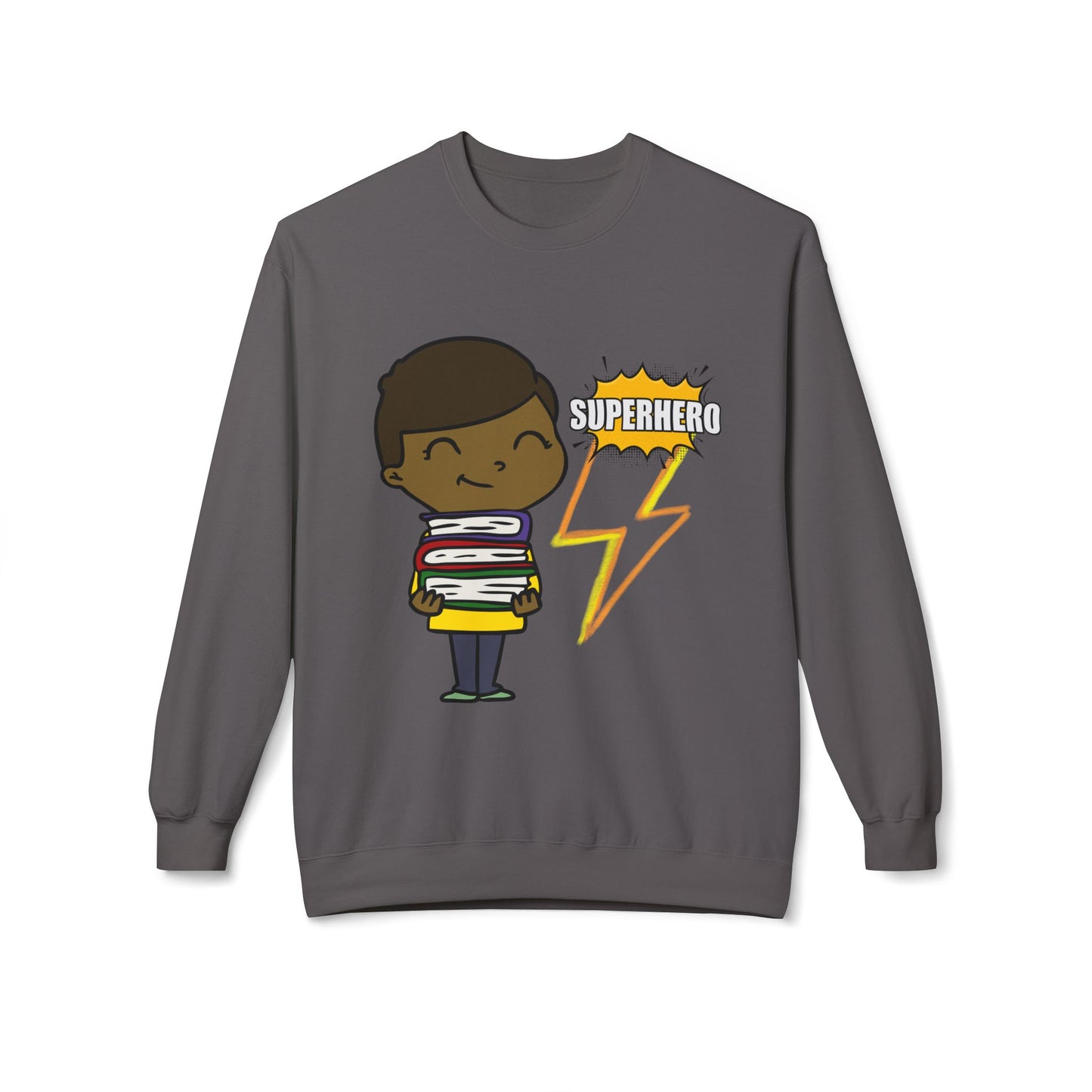 Child Superhero Reader Sweatshirt – Books Give Me Power Crewneck