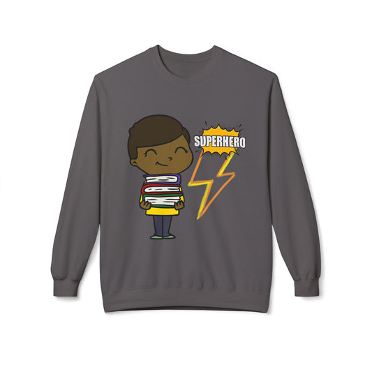 Child Superhero Reader Sweatshirt – Books Give Me Power Crewneck