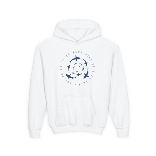 Youth Circling My TBR Pile Hoodie – Shark-Level Reader Energy!