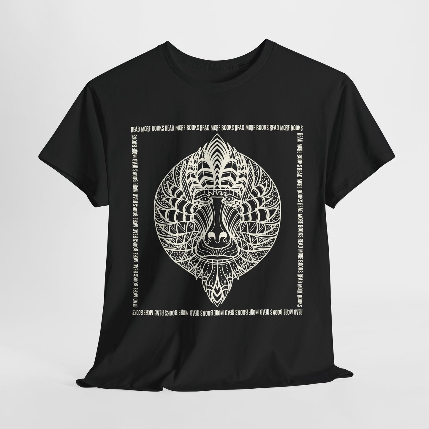 Teen/Adult Unisex Read More Mandrill Tee – Tribal Line Art for Book Lovers