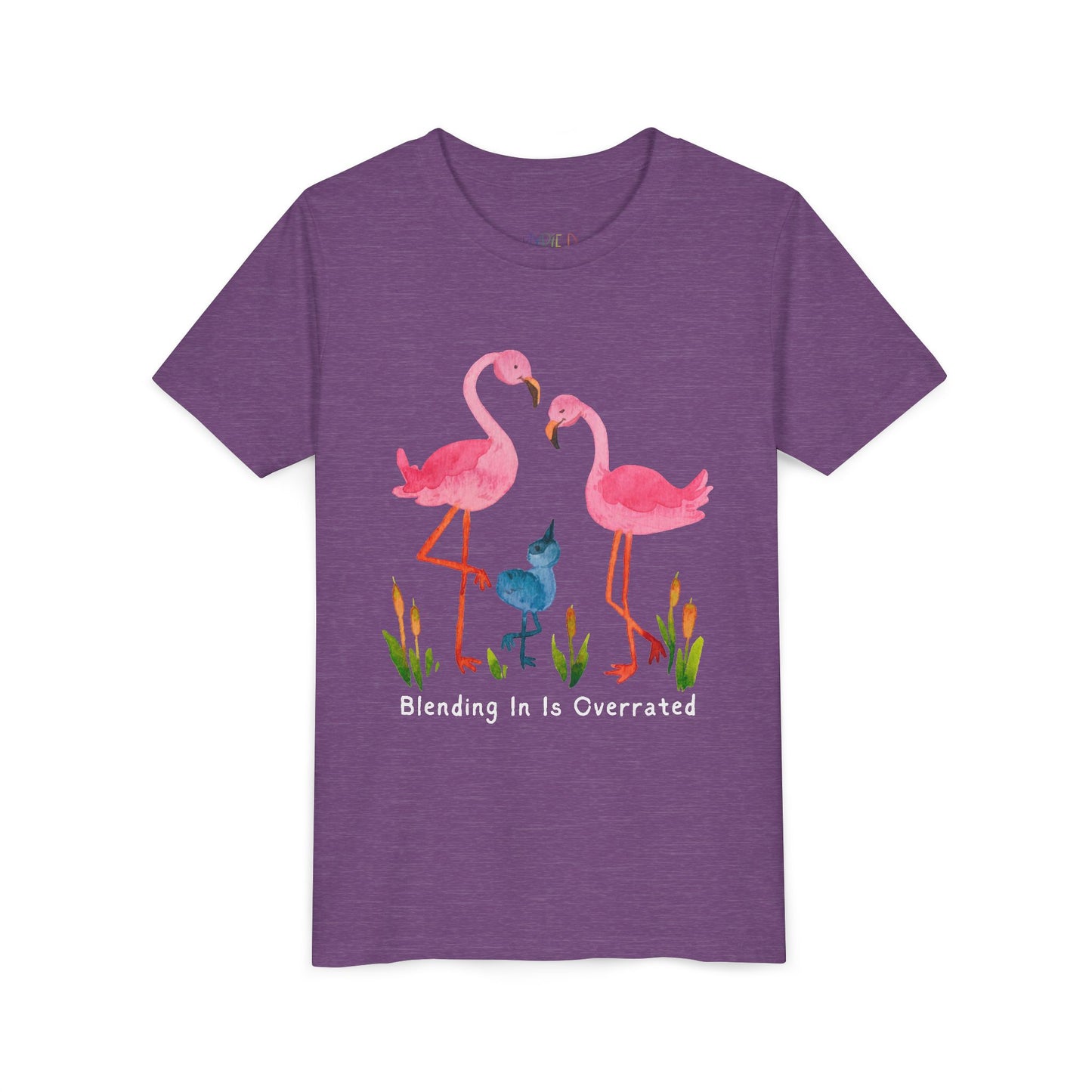 Youth Blending In Is Overrated Tee – Standout Flamingo Shirt for Bold Young Readers