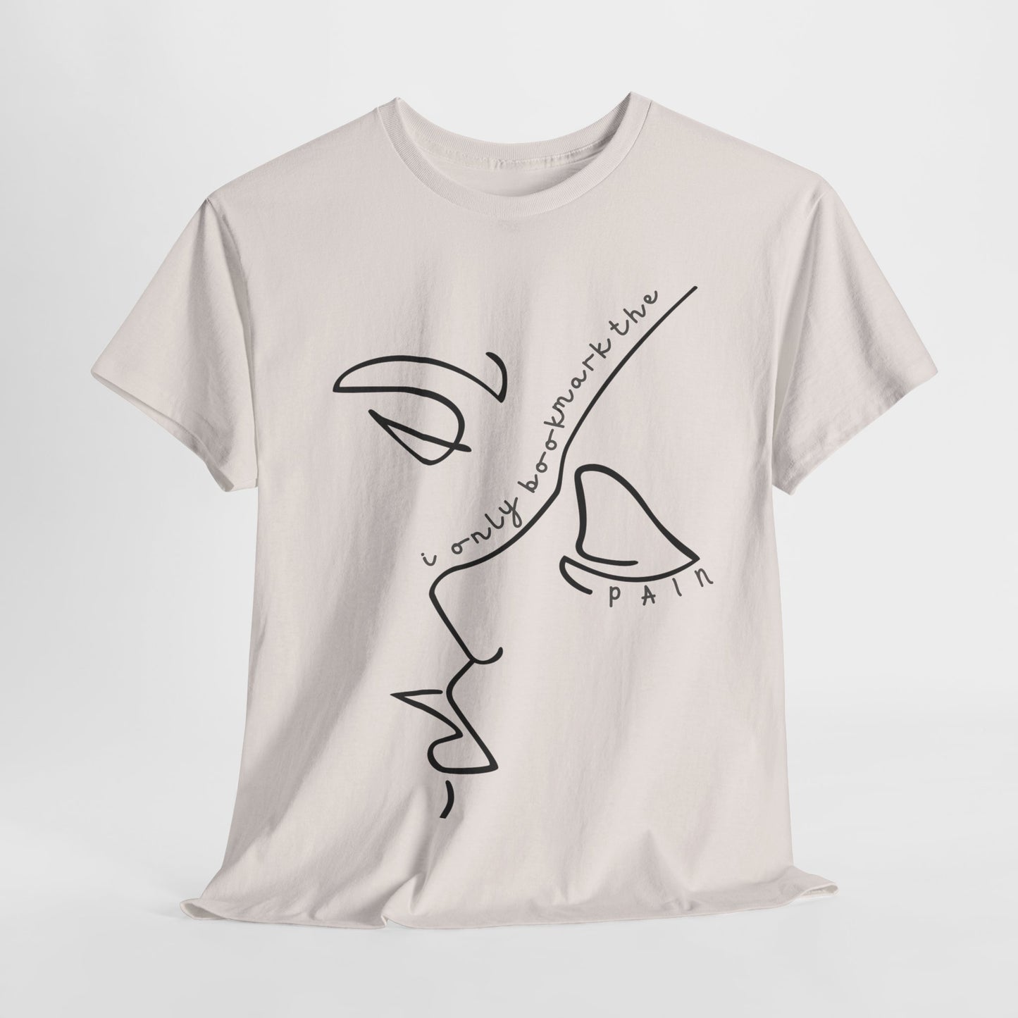 Teen/Adult Unisex Tee – I Only Bookmark the Pain (Minimalist Face Edition)