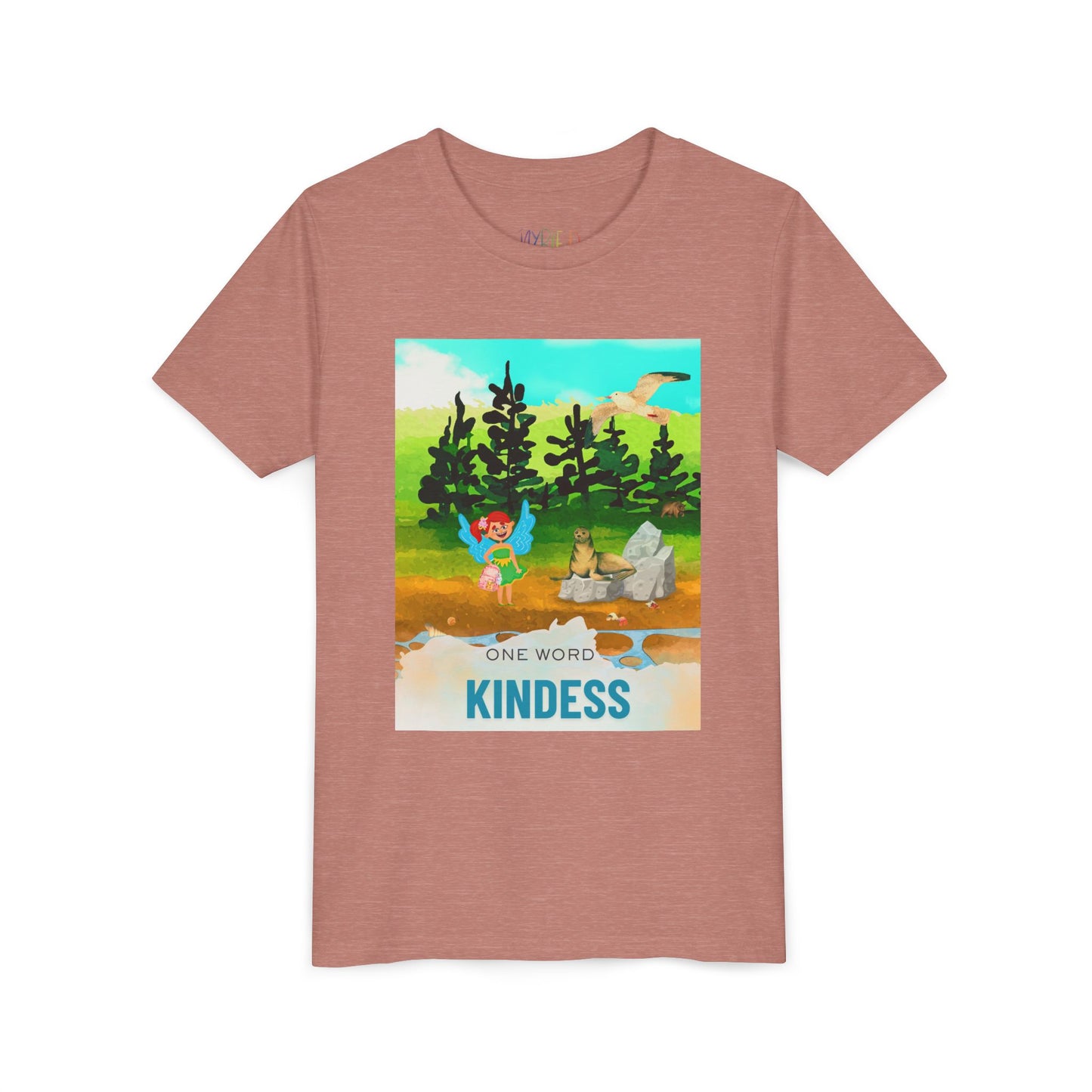 Youth One Word: Kindness Tee – Fairy Forest T-Shirt for Kids, Gentle Message Apparel for Young Hearts