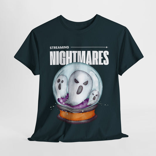 Teen/Adult Unisex "Streaming Nightmares" Ghost Globe T-Shirt – Haunted Horror Apparel