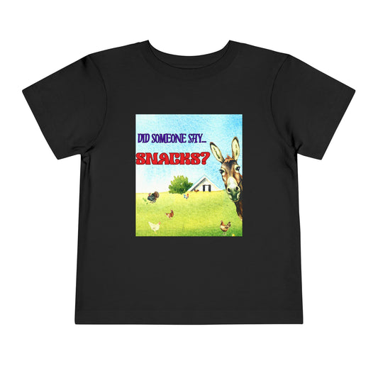Toddler Did Someone Say Snacks? Tee – Donkey Dell Funny Shirt for Little Snack Lovers