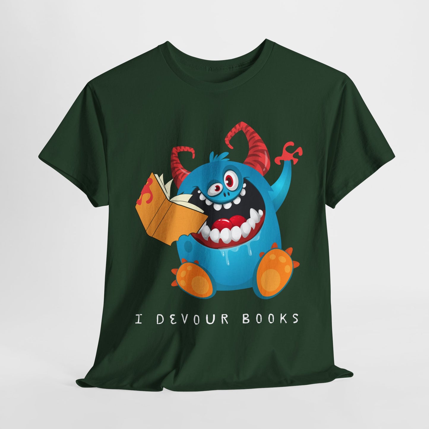 Teen/Adult Unisex “I Devour Books” Tee – Funny Gift for Voracious Readers & Lit Lovers