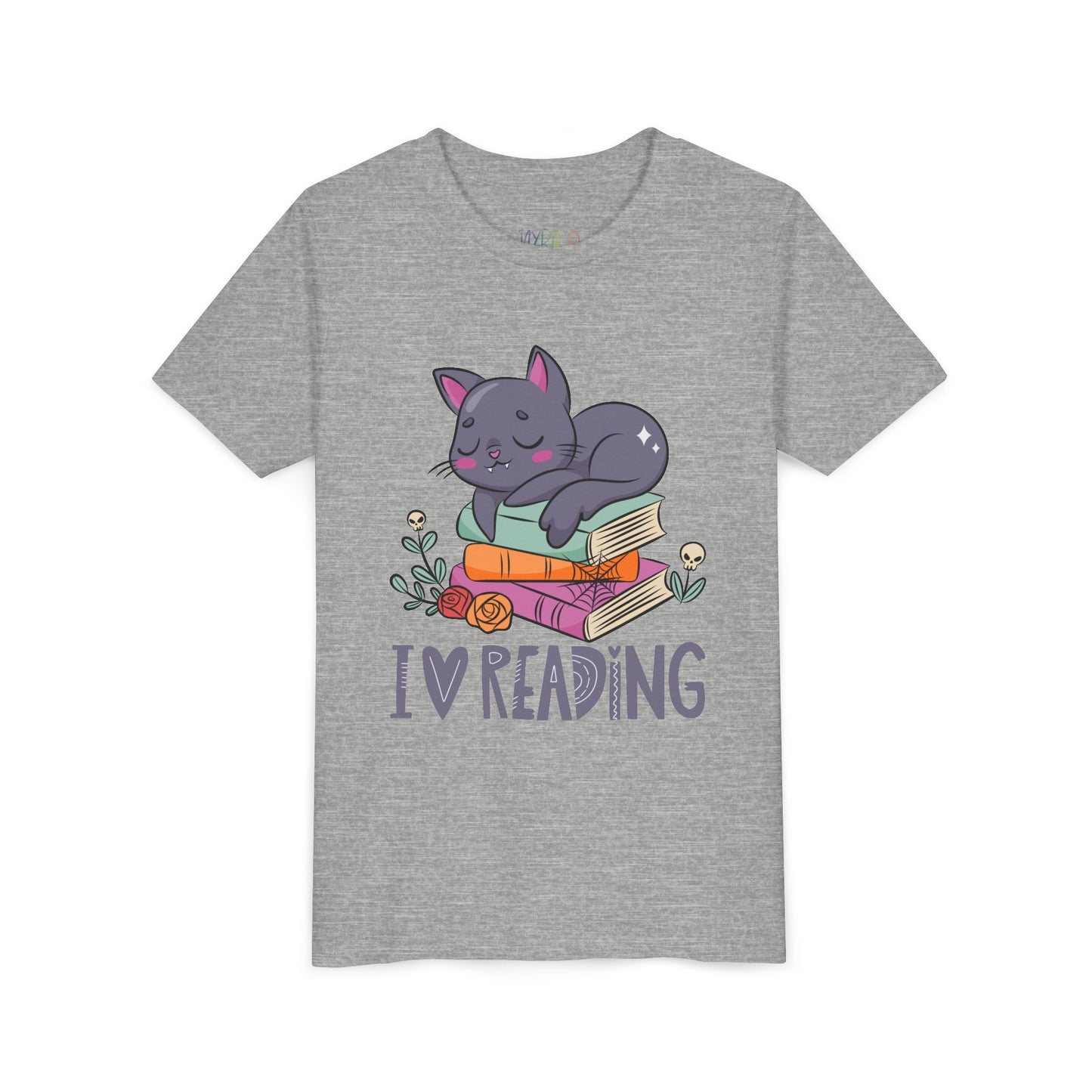 Youth I Love Reading Cat Tee – Cute Bookworm Shirt for Kids