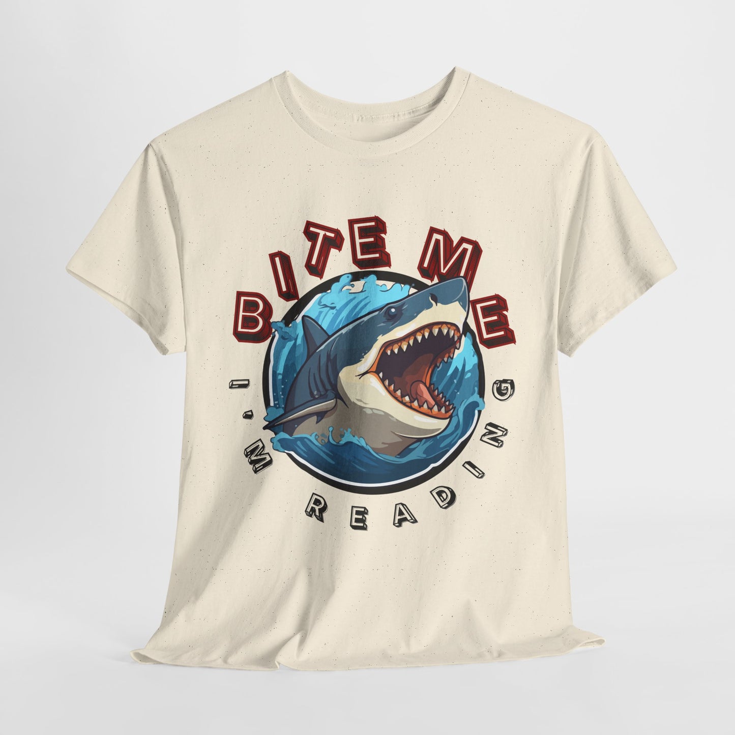 Teen/Adult Unisex Bite Me I'm Reading Tee – Shark Shirt for Fierce Bookworms