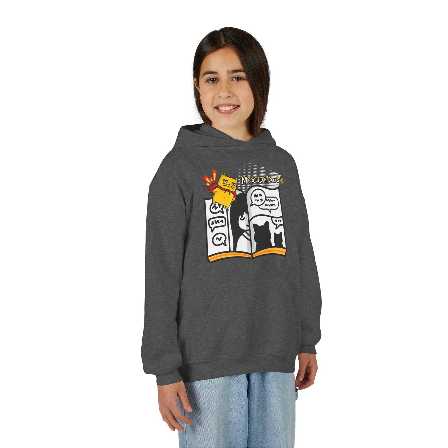 Youth Meowvelous Comic Cat Hoodie
