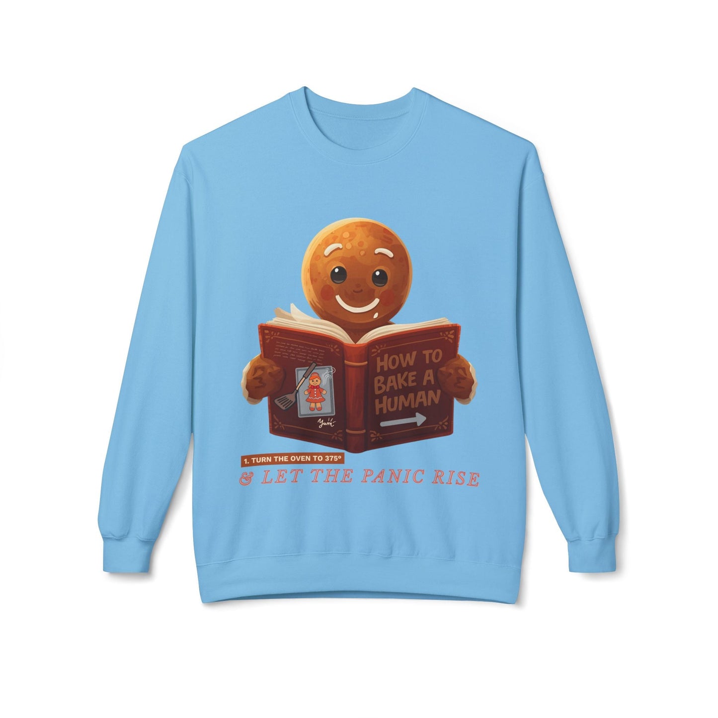 Teen/Adult Unisex How to Bake a Human Gingerbread Sweatshirt â€“ Dark Humor Holiday Design Printify