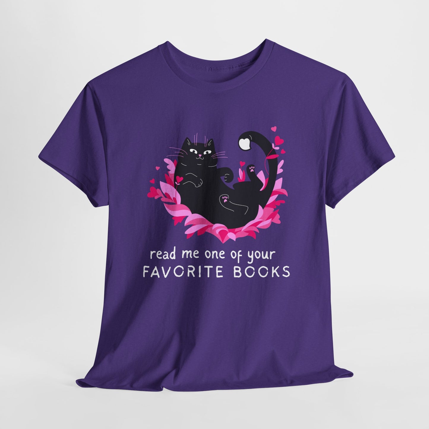 Teen/Adult Unisex Favorite Books Cat Tee – For Stories Best Shared
