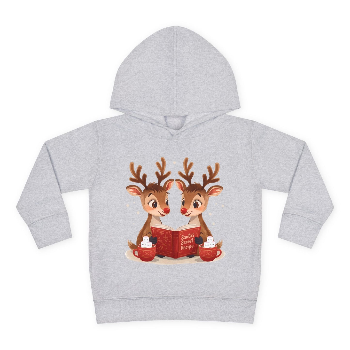 Toddler Reindeer Reading Hoodie â€“ Santaâ€™s Secret Recipe Holiday Design Printify