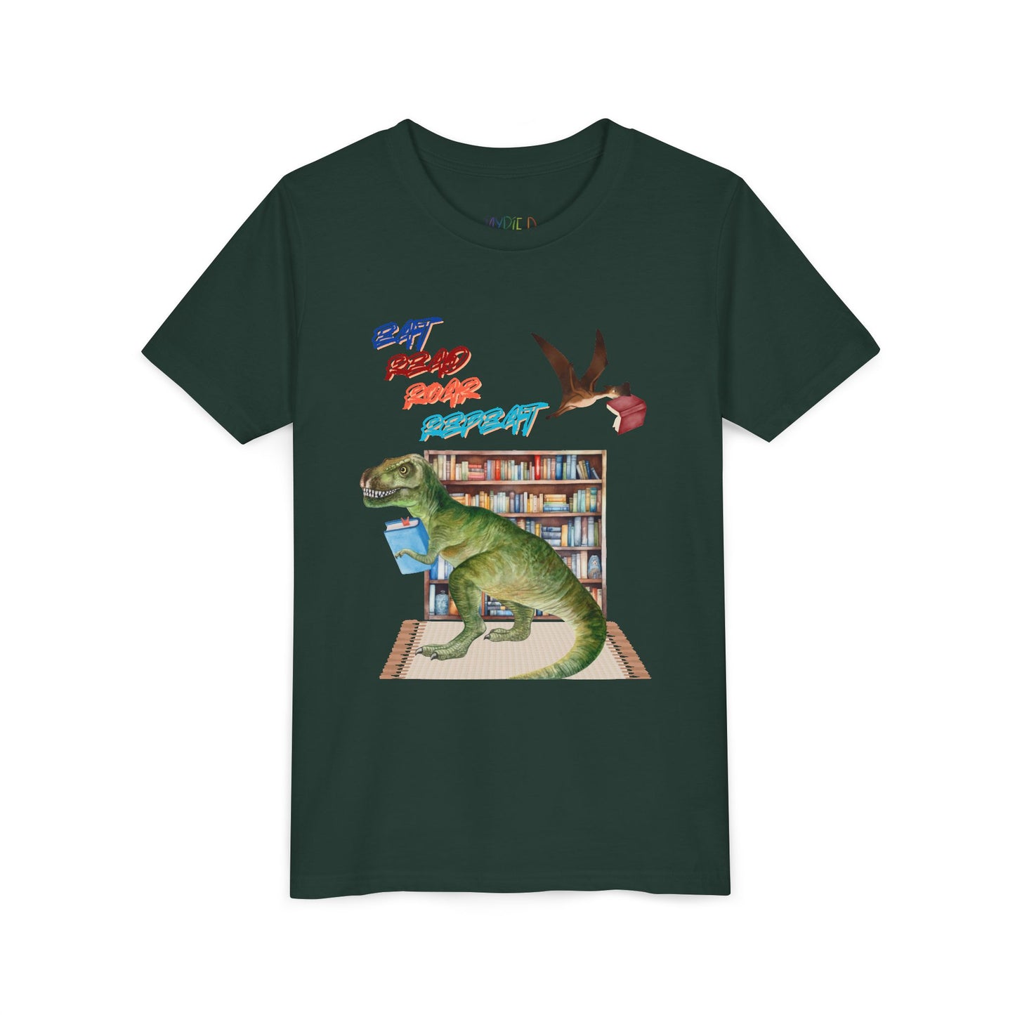 Youth Eat Read Roar Repeat Tee – Dino Book Lover Shirt for Relentless Readers