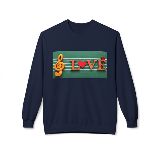 Teen/Adult Unisex Love Music Sweatshirt – Musical Treble Clef Design for Teachers and Song Lovers
