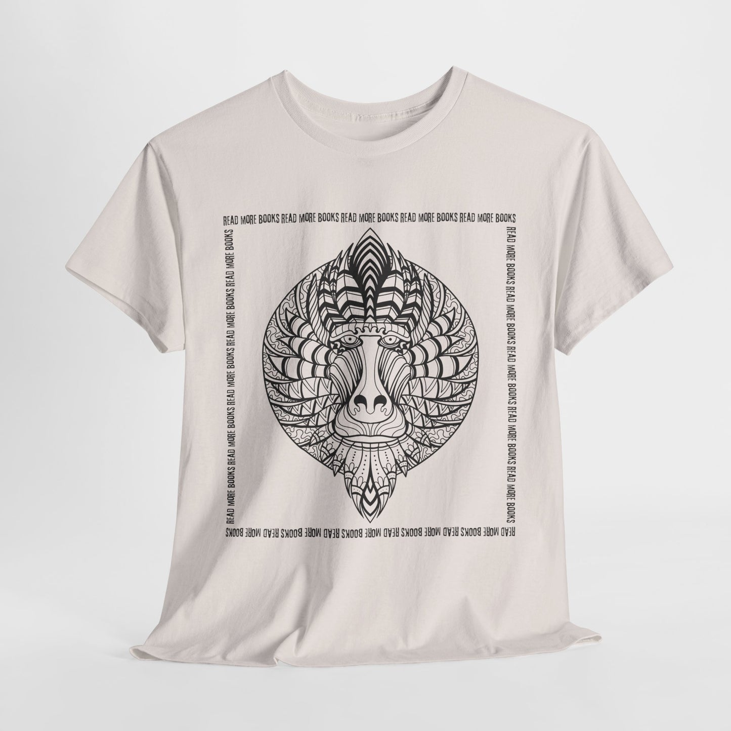 Teen/Adult Unisex Read More Mandrill Tee – Tribal Line Art for Book Lovers