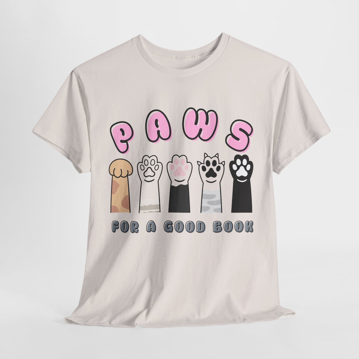 Teen/Adult Unisex “Paws for a Good Book” Cat Lovers Tee
