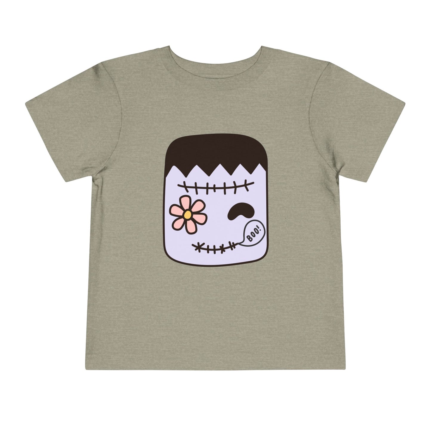 Toddler T-Shirt – Cute Boo Frankenstein Design, Halloween Toddler Tee